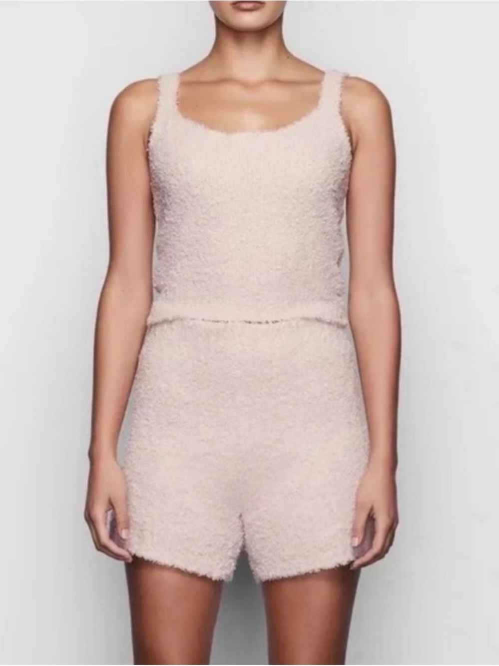 Skims light pink fuzzy tank top